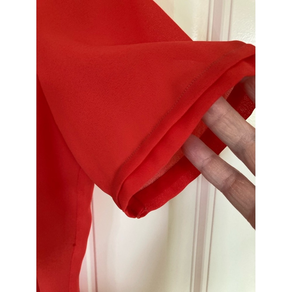 Vtg Givenchy for Chesa Red Short Sleeve‎ Button-Down Blouse Size 6 Classic Sheer - Picture 7 of 9